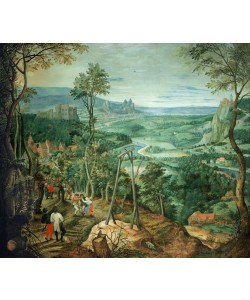Pieter Brueghel der Jüngere, Weite Landstraße mit Reisenden