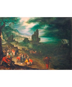 Jan Brueghel der Ältere, Küstenlandschaft mit Opferung des Jonas