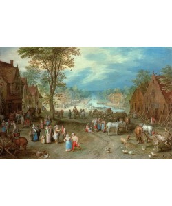 Jan Brueghel der Ältere, Dorfstraße mit Kanal