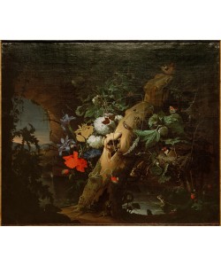 Jan Davidsz.de Heem, Baumstamm mit Blumen, Insekten, Schnecken