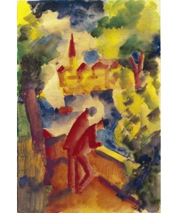 August Macke, Männer auf der Straße am See