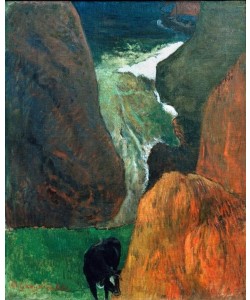 Paul Gauguin, Landschaft mit Kuh zwischen Klippen