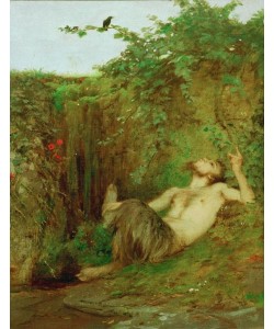 Arnold Böcklin, Faun, einer Amsel zupfeifend