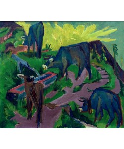 Ernst Ludwig Kirchner, Kühe bei Sonnenuntergang