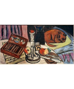 Max Beckmann, Stilleben mit silbernem Leuchter (Stilleben mit Katzen)