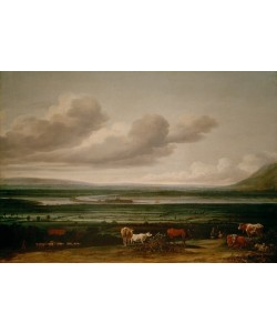 Anthonie van Borssom, Niederrheinlandschaft bei Kleve mit Festung Schenkenschanz, Hoch– und Niederelten