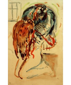 Edvard Munch, Das verletzte Auge des Künstlers. Kniender weiblicher Akt mit Adler
