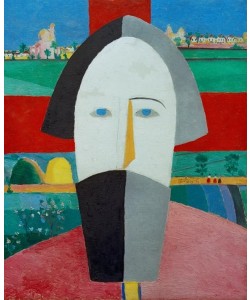 Kasimir Malewitsch, Kopf eines Bauern (mit rotem Kreuz)