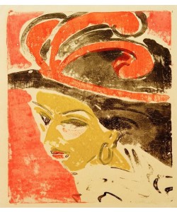 Ernst Ludwig Kirchner, Kokottenkopf mit Federhut