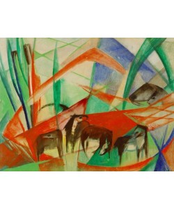 Franz Marc, Landschaft mit schwarzen Pferden