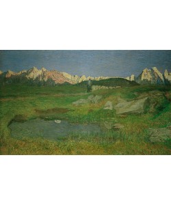 Giovanni Segantini, Alpenlandschaft bei Sonnenuntergang