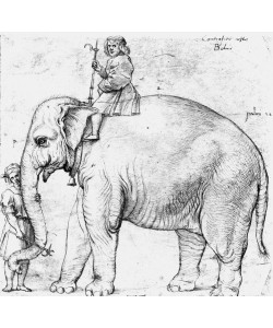 Raffael, Papst Leos Elefant Hanno mit Reiter und Wärter