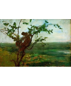 Giovanni Segantini, Paesaggio con donna su un albero