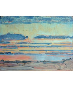 Ferdinand Hodler, Sonnenuntergang am Genfer See von Vevey aus