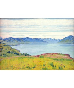 Ferdinand Hodler, Landschaft am Genfersee mit Blick gegen das Wallis