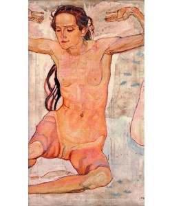 Ferdinand Hodler, Sitzender weiblicher Akt mit erhobenen Armen