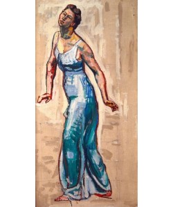 Ferdinand Hodler, Schreitende Frauenfigur in blauem Gewand
