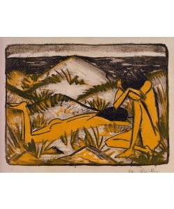 Otto Mueller, Ein in den Dünen sitzendes und ein liegendes Mädchen