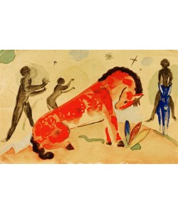 Franz Marc, Rotes Pferd mit schwarzen Figuren