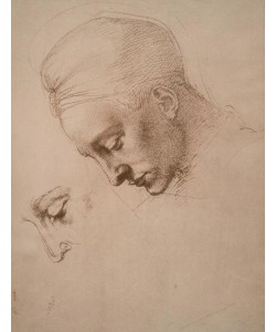 MICHELANGELO BUONARROTI, Studie nach einem gesenkten männlichen Kopf im Profil nach links