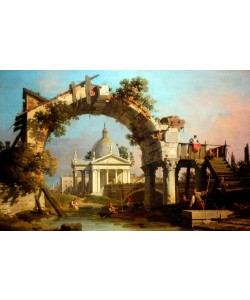 Giovanni Antonio Canaletto, Landscape with a Villa seen through a ruined Arch