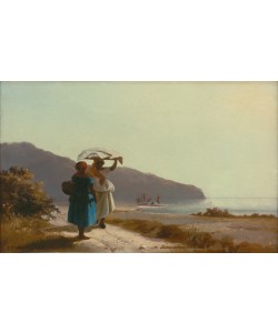Camille Pissarro, Zwei Frauen, sich am Strand unterhaltend, Saint-Thomas