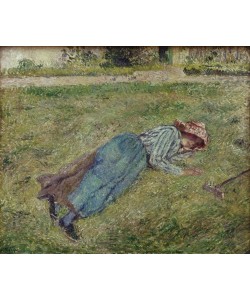 Camille Pissarro, Die Rast, liegendes Mädchen am Rasenhang, Pontoise