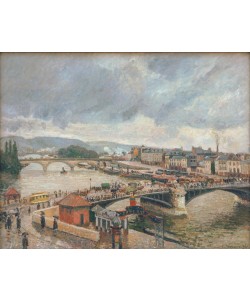Camille Pissarro, Blick auf die Große Brücke, Rouen, Regen