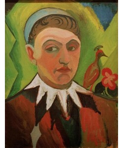 August Macke, Clown, karikiertes Selbstbildnis