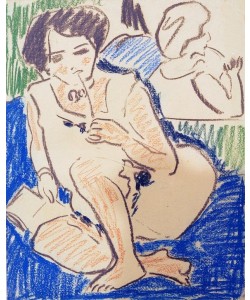 Ernst Ludwig Kirchner, Hockende Dodo mit Buch