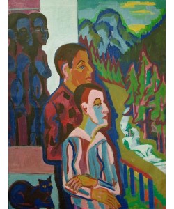 Ernst Ludwig Kirchner, Vor Sonnenaufgang – Selbst mit Erna vor Wildbodenhaus