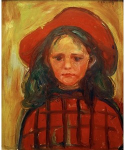 Edvard Munch, Mädchen mit rotkariertem Kleid und rotem Hut