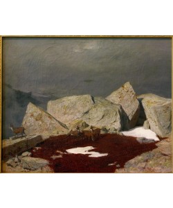 Arnold Böcklin, Hochgebirgslandschaft mit Gemsen