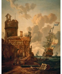 Abraham Storck, Niederländisches Schiff vor einer Festung