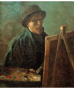 Vincent van Gogh, Selbstbildnis mit dunklem Fellhut vor der Staffelei
