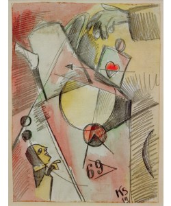 Kurt Schwitters, N Aquarell 1. (Das Herz geht vom Zucker zum Kaffee)