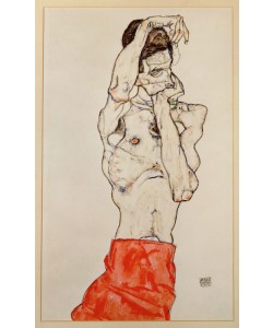 Egon Schiele, Stehender männlicher Akt mit rotem Lendentuch
