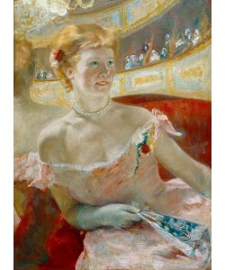Mary Cassatt, Dame in einer Loge mit einer Perlenkette