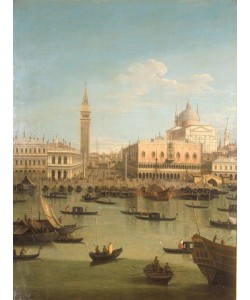 Giovanni Antonio Canaletto, Venezianisches Capriccio mit Piazzetta und Kirche Il Redent