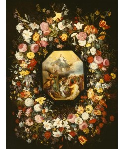 Jan BRUEGHEL DER Jüngere, Himmelfahrt Mariä in einem Blumenkranz