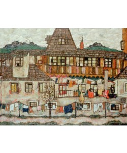 Egon Schiele, Haus mit trocknender Wäsche