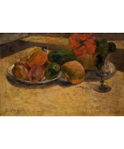 Paul Gauguin, Stillleben mit Mango und Hibiskus