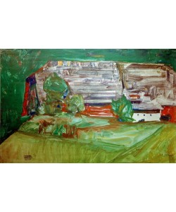 Egon Schiele, Bauernhaus in Landschaft