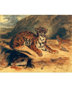 Eugene Delacroix, Deux tigres dans leur antre près d’un cheval mort