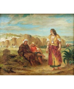 Eugene Delacroix, Vue de Tanger avec deux Arabes assis