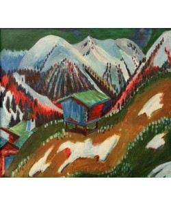 Ernst Ludwig Kirchner, Schneeschmelze. Berglandschaft mit Alphütte