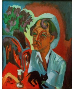 Ernst Ludwig Kirchner, Der Maler Stirner mit Katze