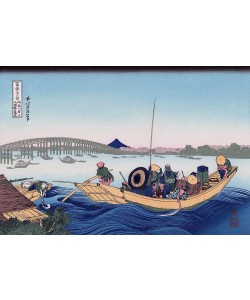 Katsushika Hokusai, Sunset across the Ryogoku Bridge from the Bank of the Sumida River at Onmayagashi