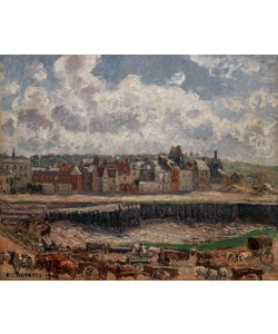 Camille Pissarro, Pferde und Karren vor dem Hafenbecken von Dieppe