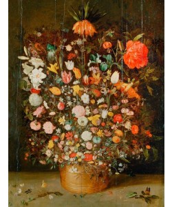 Jan BRUEGHEL DER Jüngere, Stillleben mit Blumenstrauß in einem Holzgefäß